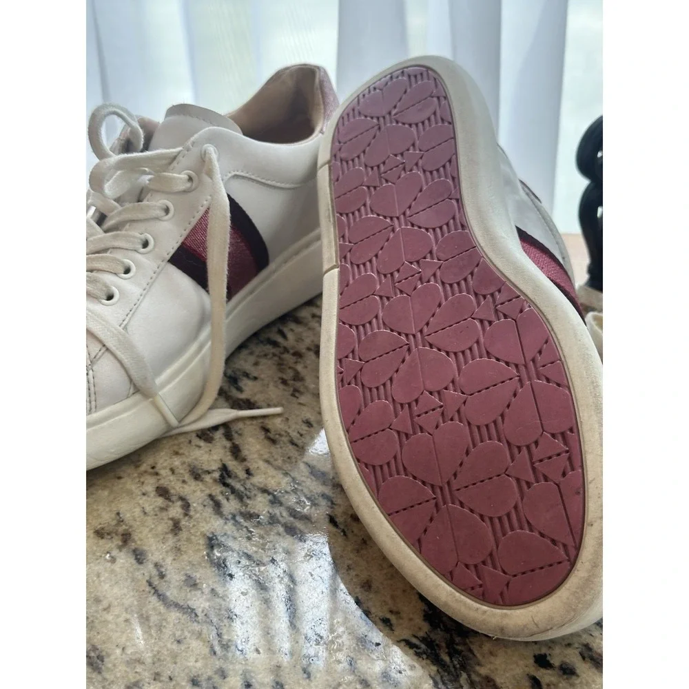 Kate Spade Keswick Glitter Stripe Low-Top Sneakers White Pink Stripe 9.5 - Picture 12 of 15